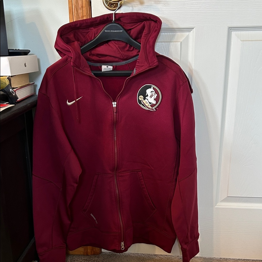 Nike Maroon Full-Zip Hoodie with Team Crest